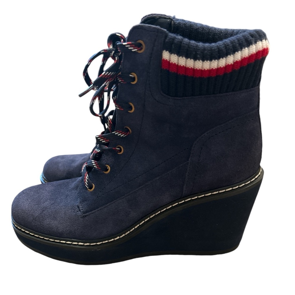 Tommy Hilfiger Blue Wedge Boots like new size 9